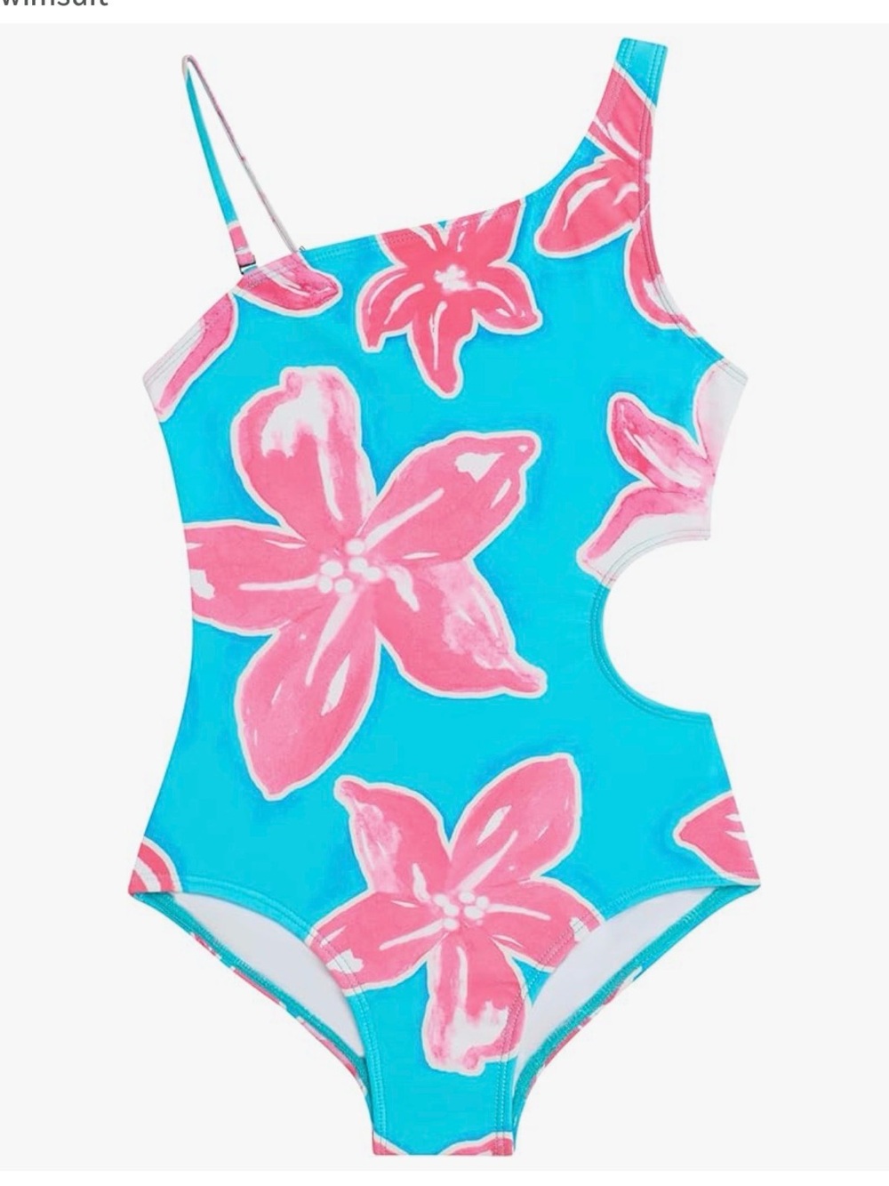 Kanu Surf One-Shoulder Floral Cutout Swimsuit - Blue & Pink - Picture 2 of 2